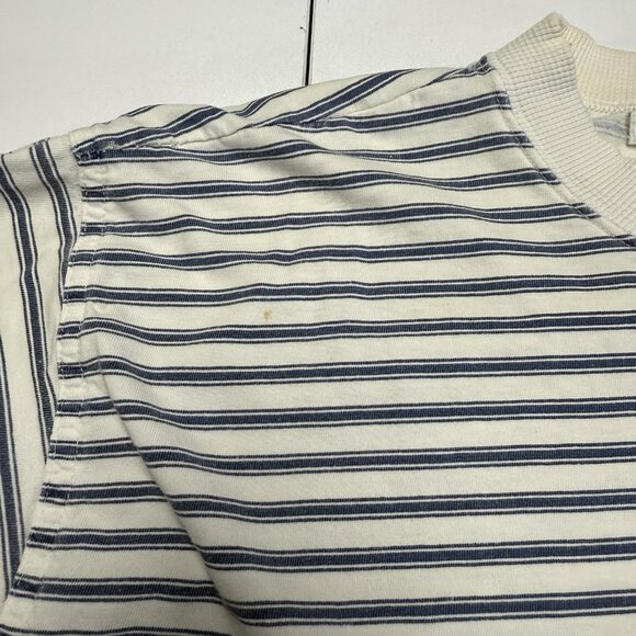 Vintage Code Bleu Crop Top T Shirt Womens Small 20x18 White/Blue Striped 90s - Picture 8 of 12